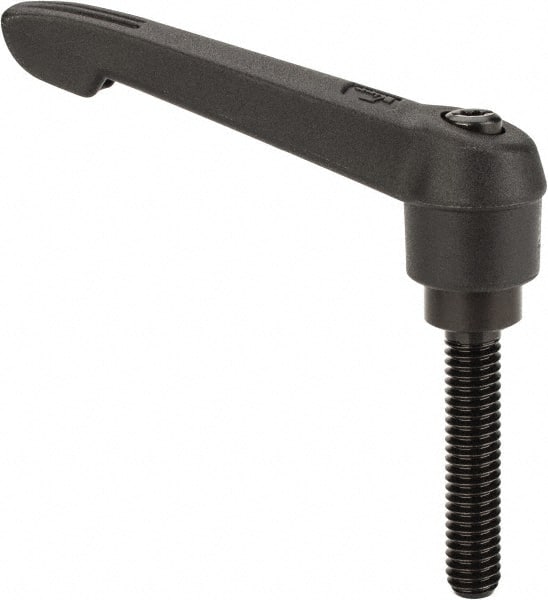 KIPP - 5/16-18, 0.71" Hub Diam, Glass Fiber (Steel Components) Threaded Stud Adjustable Clamping Lever - 1.57" Stud Length, 2.95" OAL, 1.63" High - Exact Tooling
