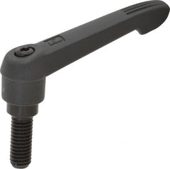 KIPP - 3/8-16, 0.71" Hub Diam, Glass Fiber (Steel Components) Threaded Stud Adjustable Clamping Lever - 0.98" Stud Length, 2.95" OAL, 1.63" High - Exact Tooling