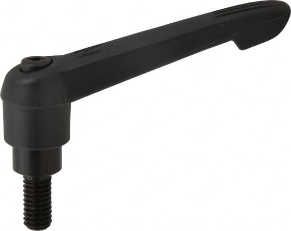 KIPP - 3/8-16, 0.85" Hub Diam, Glass Fiber (Steel Components) Threaded Stud Adjustable Clamping Lever - 0.79" Stud Length, 3.6" OAL, 2.11" High - Exact Tooling