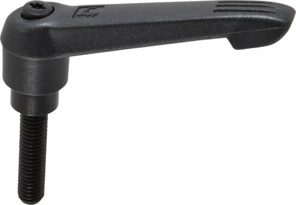 KIPP - 3/8-16, 0.85" Hub Diam, Glass Fiber (Steel Components) Threaded Stud Adjustable Clamping Lever - 1.57" Stud Length, 3.6" OAL, 2.11" High - Exact Tooling