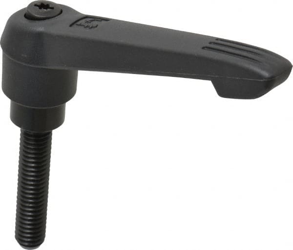 KIPP - 3/8-16, 0.85" Hub Diam, Glass Fiber (Steel Components) Threaded Stud Adjustable Clamping Lever - 1.77" Stud Length, 3.6" OAL, 2.11" High - Exact Tooling