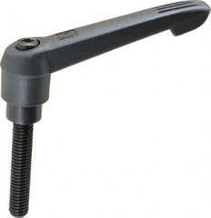 KIPP - 3/8-16, 0.85" Hub Diam, Glass Fiber (Steel Components) Threaded Stud Adjustable Clamping Lever - 1.97" Stud Length, 3.6" OAL, 2.11" High - Exact Tooling