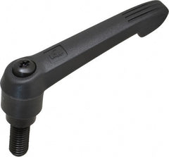 KIPP - 1/2-13, 1" Hub Diam, Glass Fiber (Steel Components) Threaded Stud Adjustable Clamping Lever - 1.18" Stud Length, 4.29" OAL, 2.4" High - Exact Tooling