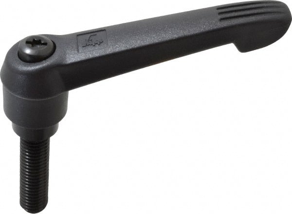 KIPP - 1/2-13, 1" Hub Diam, Glass Fiber (Steel Components) Threaded Stud Adjustable Clamping Lever - 1.97" Stud Length, 4.29" OAL, 2.4" High - Exact Tooling