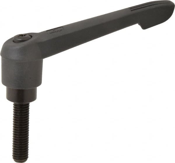 KIPP - 1/2-13, 1.18" Hub Diam, Glass Fiber (Steel Components) Threaded Stud Adjustable Clamping Lever - 1.97" Stud Length, 4.96" OAL, 2.83" High - Exact Tooling