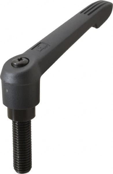 KIPP - 5/8-11, 1.18" Hub Diam, Glass Fiber (Steel Components) Threaded Stud Adjustable Clamping Lever - 1.97" Stud Length, 4.96" OAL, 2.83" High - Exact Tooling