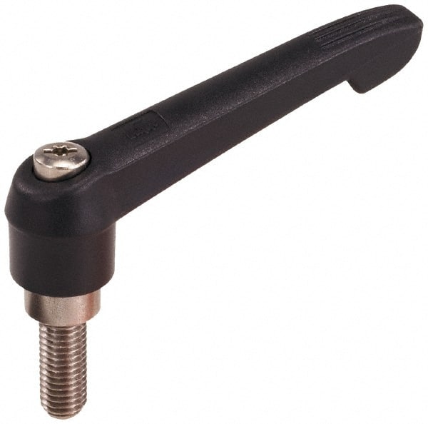 KIPP - 1/2-13, 1" Hub Diam, Glass Fiber (Stainless Steel Components) Threaded Stud Adjustable Clamping Lever - 1.97" Stud Length, 4.29" OAL, 2.4" High - Exact Tooling