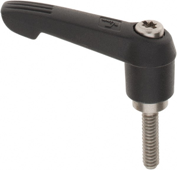 KIPP - #10-24, 0.51" Hub Diam, Glass Fiber (Stainless Steel Components) Threaded Stud Adjustable Clamping Lever - 0.79" Stud Length, 1.85" OAL, 1.18" High - Exact Tooling