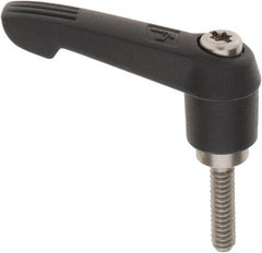KIPP - #10-24, 0.51" Hub Diam, Glass Fiber (Stainless Steel Components) Threaded Stud Adjustable Clamping Lever - 0.79" Stud Length, 1.85" OAL, 1.18" High - Exact Tooling