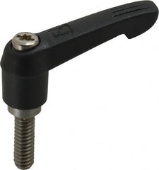 KIPP - 1/4-20, 0.51" Hub Diam, Glass Fiber (Stainless Steel Components) Threaded Stud Adjustable Clamping Lever - 0.79" Stud Length, 1.85" OAL, 1.18" High - Exact Tooling