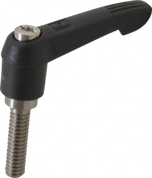 KIPP - 1/4-20, 0.51" Hub Diam, Glass Fiber (Stainless Steel Components) Threaded Stud Adjustable Clamping Lever - 0.98" Stud Length, 1.85" OAL, 1.18" High - Exact Tooling
