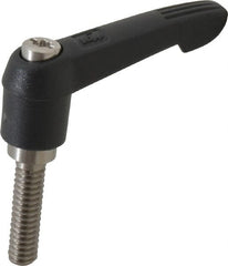 KIPP - 1/4-20, 0.51" Hub Diam, Glass Fiber (Stainless Steel Components) Threaded Stud Adjustable Clamping Lever - 0.98" Stud Length, 1.85" OAL, 1.18" High - Exact Tooling
