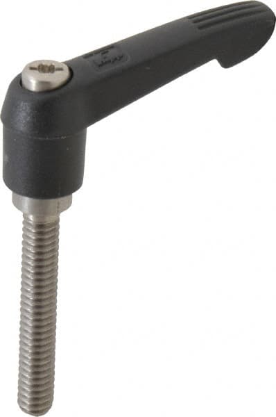 KIPP - 1/4-20, 0.51" Hub Diam, Glass Fiber (Stainless Steel Components) Threaded Stud Adjustable Clamping Lever - 1.57" Stud Length, 1.85" OAL, 1.18" High - Exact Tooling