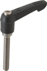 KIPP - 1/4-20, 0.51" Hub Diam, Glass Fiber (Stainless Steel Components) Threaded Stud Adjustable Clamping Lever - 1.57" Stud Length, 1.85" OAL, 1.18" High - Exact Tooling