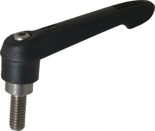 KIPP - 5/16-18, 0.71" Hub Diam, Glass Fiber (Stainless Steel Components) Threaded Stud Adjustable Clamping Lever - 0.79" Stud Length, 2.95" OAL, 1.63" High - Exact Tooling