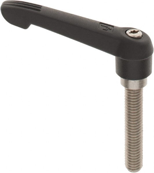 KIPP - 3/8-16, 0.71" Hub Diam, Glass Fiber (Stainless Steel Components) Threaded Stud Adjustable Clamping Lever - 1.97" Stud Length, 2.95" OAL, 1.63" High - Exact Tooling
