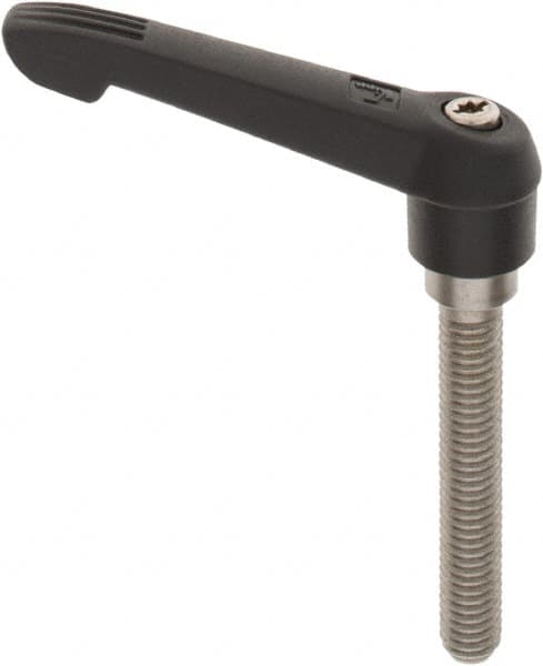 KIPP - 3/8-16, 0.71" Hub Diam, Glass Fiber (Stainless Steel Components) Threaded Stud Adjustable Clamping Lever - 2.36" Stud Length, 2.95" OAL, 1.63" High - Exact Tooling