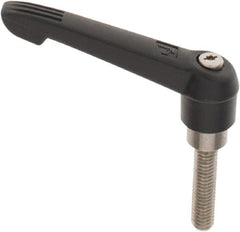 KIPP - 3/8-16, 0.85" Hub Diam, Glass Fiber (Stainless Steel Components) Threaded Stud Adjustable Clamping Lever - 1.57" Stud Length, 3.6" OAL, 2.11" High - Exact Tooling