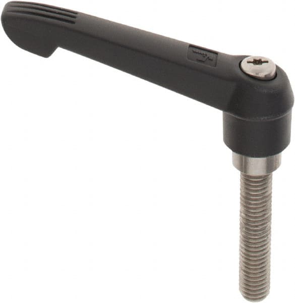 KIPP - 1/2-13, 1" Hub Diam, Glass Fiber (Stainless Steel Components) Threaded Stud Adjustable Clamping Lever - 2.36" Stud Length, 4.29" OAL, 2.4" High - Exact Tooling