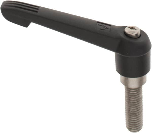 KIPP - 5/8-11, 1.18" Hub Diam, Glass Fiber (Stainless Steel Components) Threaded Stud Adjustable Clamping Lever - 1.97" Stud Length, 4.96" OAL, 2.83" High - Exact Tooling