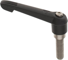 KIPP - 5/8-11, 1.18" Hub Diam, Glass Fiber (Stainless Steel Components) Threaded Stud Adjustable Clamping Lever - 1.97" Stud Length, 4.96" OAL, 2.83" High - Exact Tooling