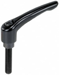 KIPP - 3/8-16, 0.73" Hub Diam, Zinc Die Cast (Steel Components) Threaded Stud Adjustable Clamping Lever - 0.59" Stud Length, 2.93" OAL, 1.67" High - Exact Tooling