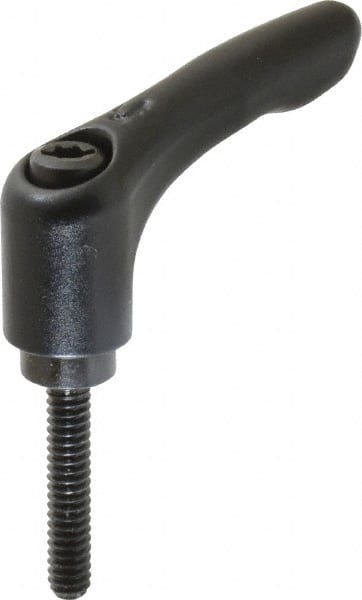 KIPP - #10-24, 0.55" Hub Diam, Zinc Die Cast (Steel Components) Threaded Stud Adjustable Clamping Lever - 0.98" Stud Length, 1.85" OAL, 1.22" High - Exact Tooling