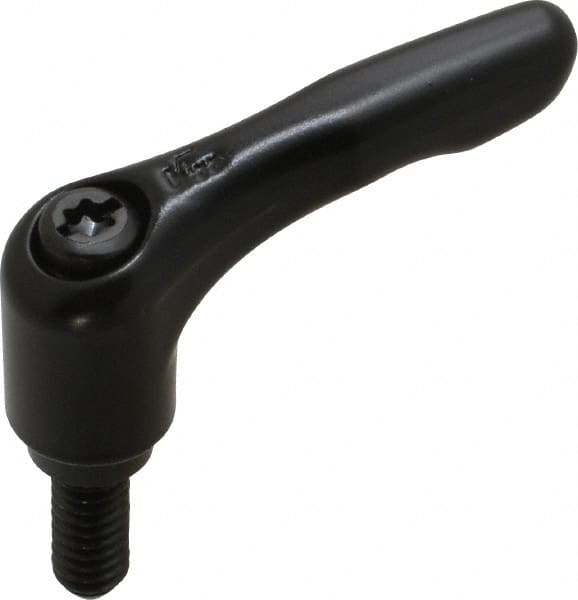 KIPP - 1/4-20, 0.55" Hub Diam, Zinc Die Cast (Steel Components) Threaded Stud Adjustable Clamping Lever - 0.59" Stud Length, 1.85" OAL, 1.22" High - Exact Tooling