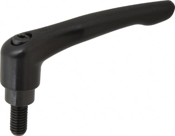 KIPP - 3/8-16, 0.83" Hub Diam, Zinc Die Cast (Steel Components) Threaded Stud Adjustable Clamping Lever - 0.79" Stud Length, 3.58" OAL, 2.15" High - Exact Tooling