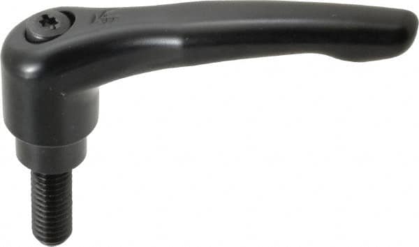 KIPP - 3/8-16, 0.83" Hub Diam, Zinc Die Cast (Steel Components) Threaded Stud Adjustable Clamping Lever - 0.98" Stud Length, 3.58" OAL, 2.15" High - Exact Tooling