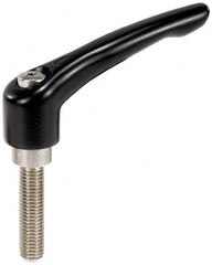 KIPP - 5/8-11, 1.22" Hub Diam, Zinc Die Cast (Stainless Steel Components) Threaded Stud Adjustable Clamping Lever - 1.97" Stud Length, 4.96" OAL, 2.87" High - Exact Tooling