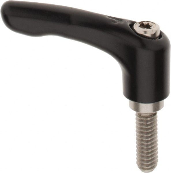 KIPP - 1/4-20, 0.55" Hub Diam, Zinc Die Cast (Stainless Steel Components) Threaded Stud Adjustable Clamping Lever - 0.79" Stud Length, 1.85" OAL, 1.22" High - Exact Tooling