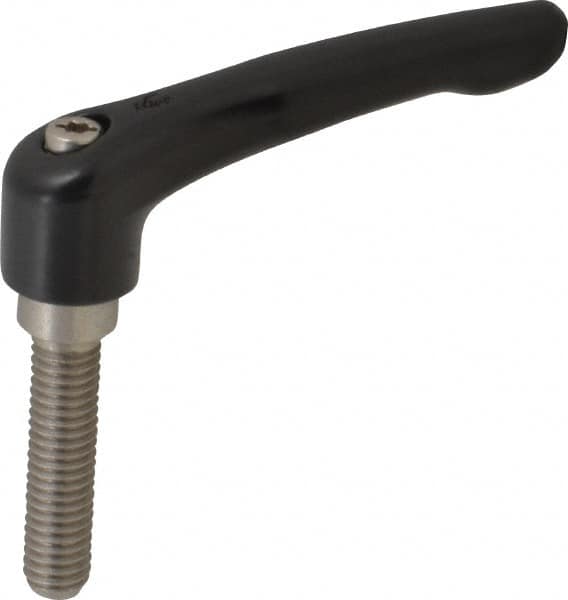 KIPP - 3/8-16, 0.73" Hub Diam, Zinc Die Cast (Stainless Steel Components) Threaded Stud Adjustable Clamping Lever - 1.57" Stud Length, 2.93" OAL, 1.67" High - Exact Tooling