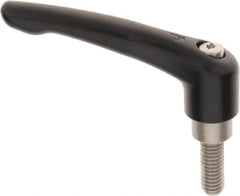 KIPP - 3/8-16, 0.83" Hub Diam, Zinc Die Cast (Stainless Steel Components) Threaded Stud Adjustable Clamping Lever - 0.98" Stud Length, 3.58" OAL, 2.15" High - Exact Tooling