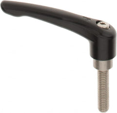 KIPP - 3/8-16, 0.83" Hub Diam, Zinc Die Cast (Stainless Steel Components) Threaded Stud Adjustable Clamping Lever - 1.57" Stud Length, 3.58" OAL, 2.15" High - Exact Tooling