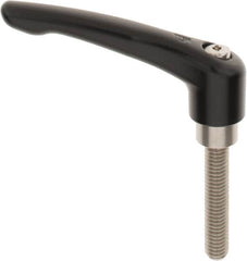 KIPP - 3/8-16, 0.83" Hub Diam, Zinc Die Cast (Stainless Steel Components) Threaded Stud Adjustable Clamping Lever - 1.97" Stud Length, 3.58" OAL, 2.15" High - Exact Tooling