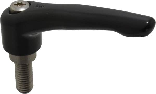 KIPP - 1/2-13, 1.06" Hub Diam, Zinc Die Cast (Stainless Steel Components) Threaded Stud Adjustable Clamping Lever - 1.18" Stud Length, 4.29" OAL, 2.48" High - Exact Tooling