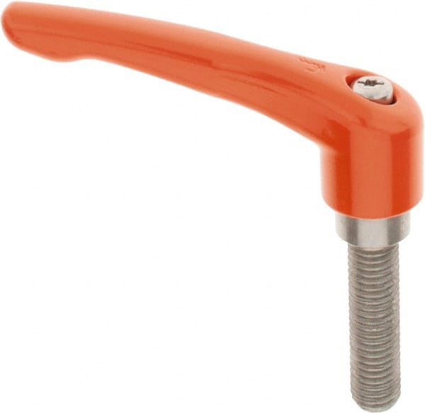 KIPP - 5/8-11, 1.22" Hub Diam, Zinc Die Cast (Stainless Steel Components) Threaded Stud Adjustable Clamping Lever - 2.36" Stud Length, 4.96" OAL, 2.87" High - Exact Tooling