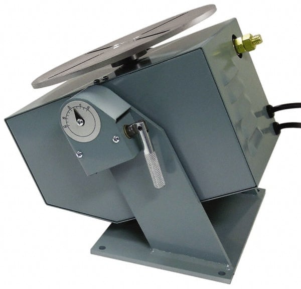 Made in USA - 10-1/2 Inch Wide x 12-3/4 Inch Deep x 9-1/2 Inch High, Welding Positioner with Control Pedal - 200 Lb. Load Capacity, 10 Inch Table - Exact Tooling