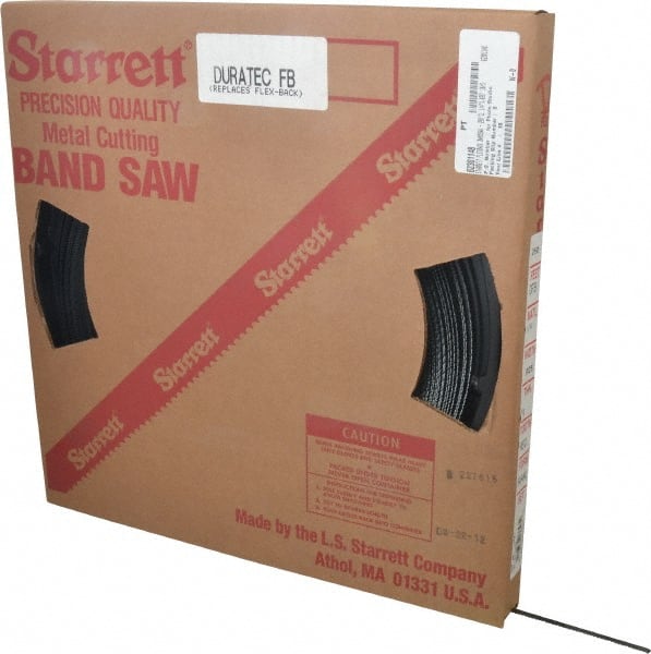 Starrett - 1/4" x 250' x 0.025" Carbon Steel Band Saw Blade Coil Stock - 10 TPI, Toothed Edge, Straight Form, Raker Set, Flexible Back, No Rake Angle, Constant Pitch, Contour Cutting - Exact Tooling
