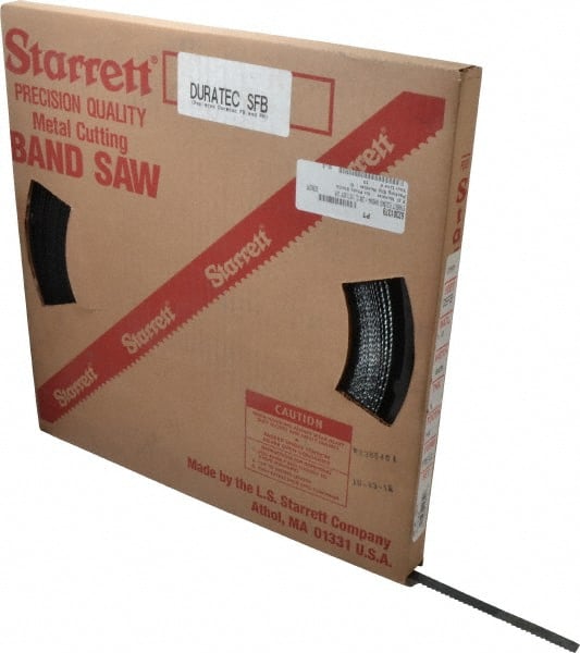 Starrett - 1/2" x 250' x 0.025" Carbon Steel Band Saw Blade Coil Stock - 6 TPI, Toothed Edge, Hook Form, Raker Set, Flexible Back, Positive Angle, Constant Pitch, Contour Cutting - Exact Tooling