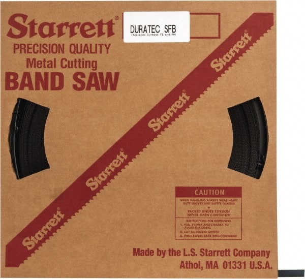 Starrett - 1/2" x 250' x 0.025" Carbon Steel Band Saw Blade Coil Stock - 14 TPI, Toothed Edge, Straight Form, Raker Set, Flexible Back, No Rake Angle, Constant Pitch, Contour Cutting - Exact Tooling