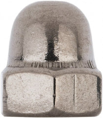 Value Collection - M4x0.7 Metric Coarse, 7mm Width Across Flats, Uncoated, Stainless Steel Acorn Nut - 8mm Overall Height, Austenitic A2, DIN 1587 - Exact Tooling