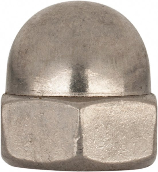 Value Collection - M10x1.5 Metric Coarse, 17mm Width Across Flats, Uncoated, Stainless Steel Acorn Nut - 18mm Overall Height, Austenitic A2, DIN 1587 - Exact Tooling