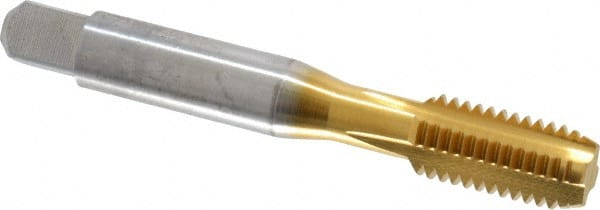 Balax - M10x1.50 Metric Coarse 4 Flute TiN Finish Cobalt Straight Flute Machine Tap - Bottoming, Right Hand Thread, 2-15/16" OAL, 0.98" Thread Length, D4 Limit, Oversize - Exact Tooling