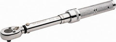 Paramount - 1/4" Drive Micrometer Type Ratchet Head Torque Wrench - 1.7 N/m to 6 N/m Torque, 8" OAL, 1 In/Lb Graduation - Exact Tooling