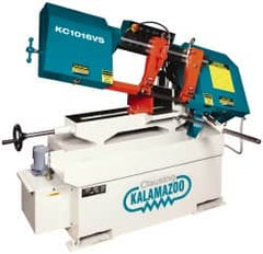 Clausing - 9 x 14-1/2" Max Capacity, Manual Variable Speed Pulley Horizontal Bandsaw - 50 to 295 SFPM Blade Speed, 110/220 Volts, 45°, 1.5 hp, 1 Phase - Exact Tooling