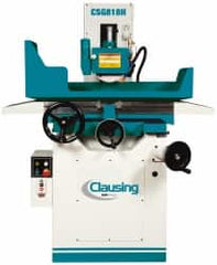Clausing - 18 Inch Long x 8 Inch Wide Table, 3 Phase, Manual Floor Machine Surface Grinder - 2 hp, 3,450 RPM Spindle Speed, 230/460 Volts, 71 Inch Overall Length, 1-1/4 Inch Arbor Hole Diameter - Exact Tooling