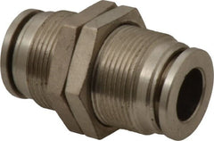 Value Collection - 3/8" Outside Diam, Nickel Plated Brass Push-to-Connect Tube Bulkhead Union - 150 Max psi, Tube to Tube Connection, Brass O-Ring - Exact Tooling