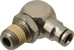 Value Collection - 1/2" Outside Diam, 1/2 NPT, Nickel Plated Brass Push-to-Connect Tube Male Elbow - 150 Max psi, Tube to Male NPT Connection, Brass O-Ring - Exact Tooling